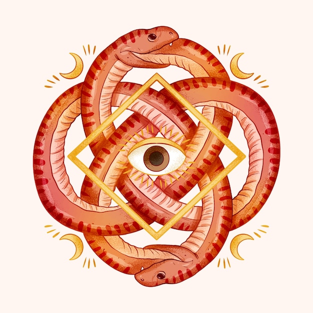 Handgetekende ouroboros illustratie