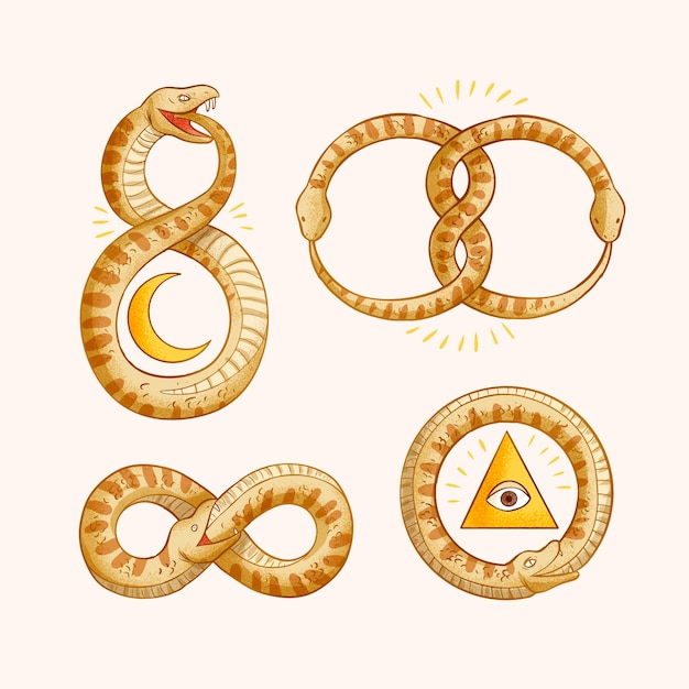 Gratis vector handgetekende ouroboros-symbolen