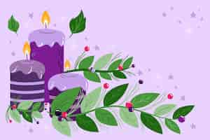 Gratis vector handgetekende paarse adventskaarsen geïllustreerd