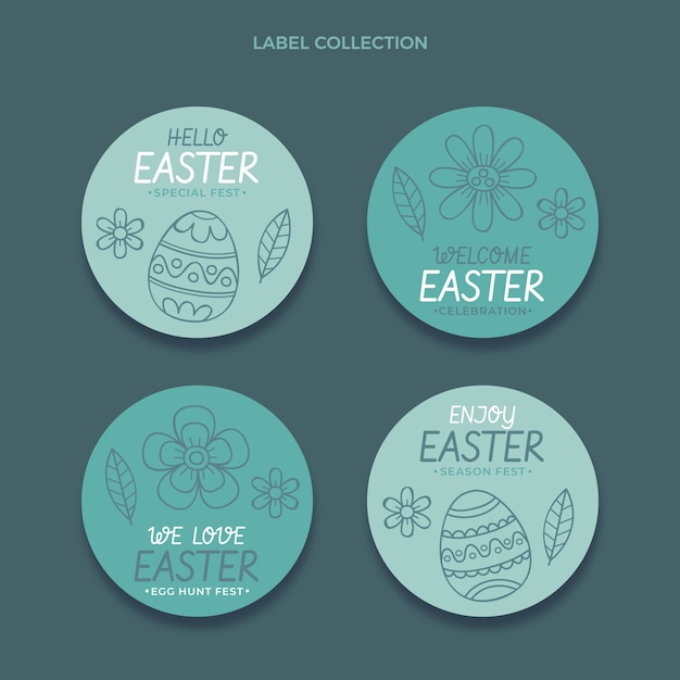 Gratis vector handgetekende paaslabels collectie