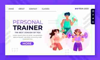 Gratis vector handgetekende personal trainer bestemmingspagina