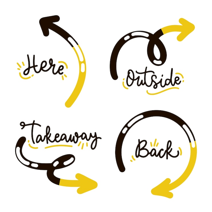 Gratis Vector handgetekende pijlstickerset