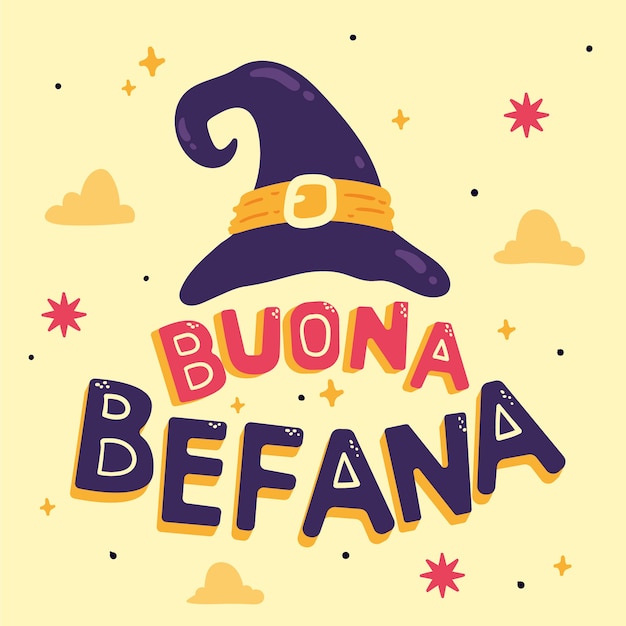 Gratis vector handgetekende platte befana-letters