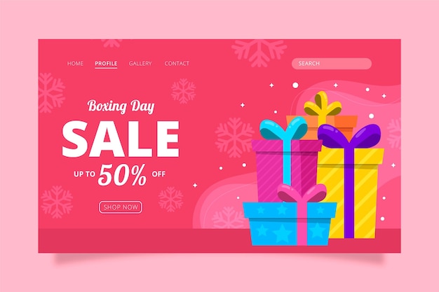 Handgetekende platte boxing day sale bestemmingspagina-sjabloon