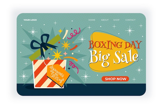 Handgetekende platte boxing day sale bestemmingspagina-sjabloon