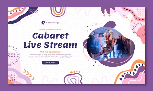 Handgetekende platte cabaret-ontwerpsjabloon