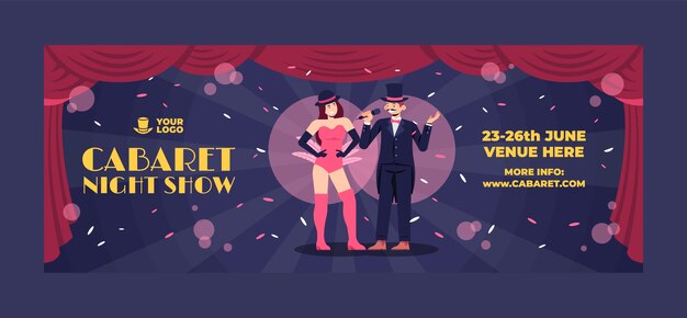 Handgetekende platte cabaret-ontwerpsjabloon