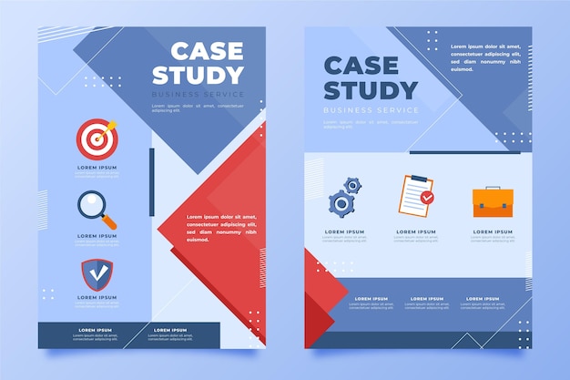 Handgetekende platte casestudy-flyers