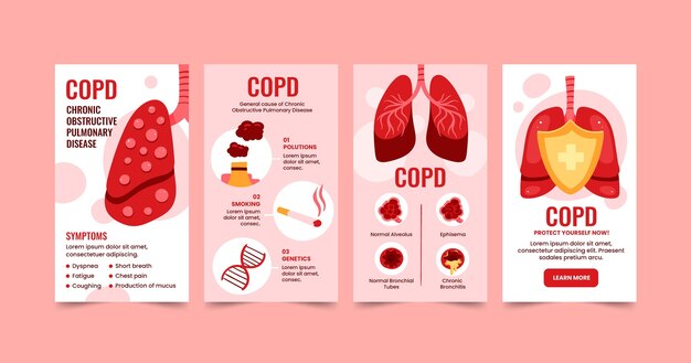 Handgetekende platte copd instagram verhalencollectie