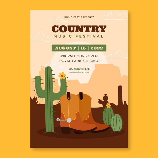 Handgetekende platte countrymuziekposter