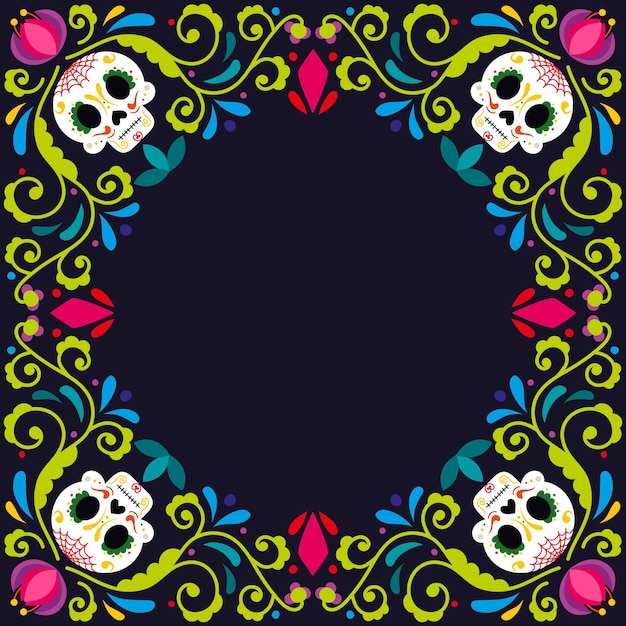 Gratis vector handgetekende platte dia de muertos framesjabloon