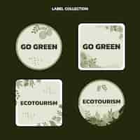 Gratis vector handgetekende platte ecotoerisme-labels en badges