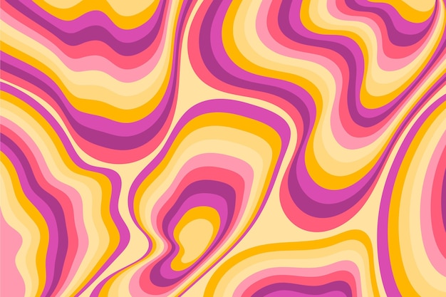 Gratis vector handgetekende platte groovy psychedelische achtergrond