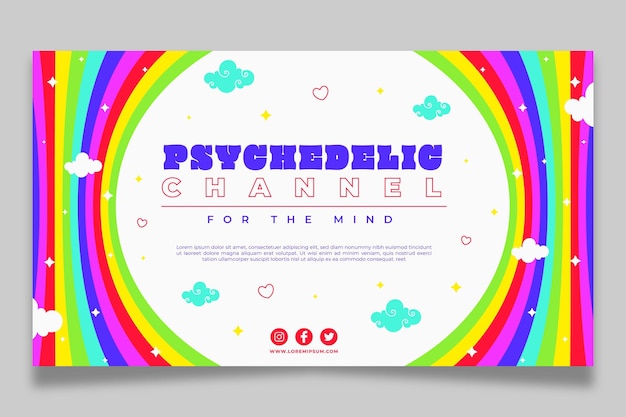 Gratis vector handgetekende platte groovy psychedelische youtube-kanaalkunst