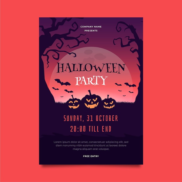 Gratis vector handgetekende platte halloween-feest verticale postersjabloon