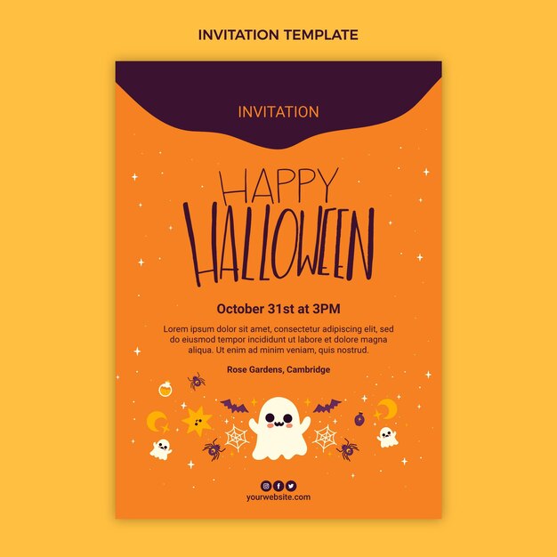 Gratis vector handgetekende platte halloween-uitnodigingssjabloon