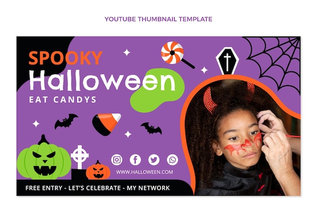 Handgetekende platte halloween youtube thumbnail