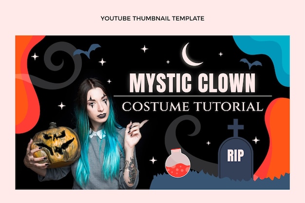 Handgetekende platte halloween youtube thumbnail