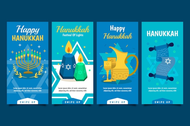 Handgetekende platte hanukkah instagram verhalencollectie