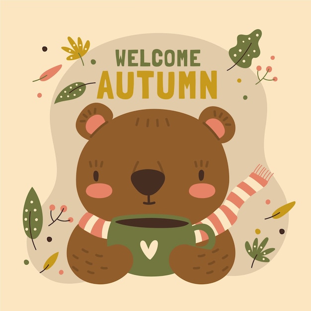 Gratis vector handgetekende platte herfstillustratie