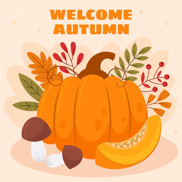 Gratis vector handgetekende platte herfstillustratie