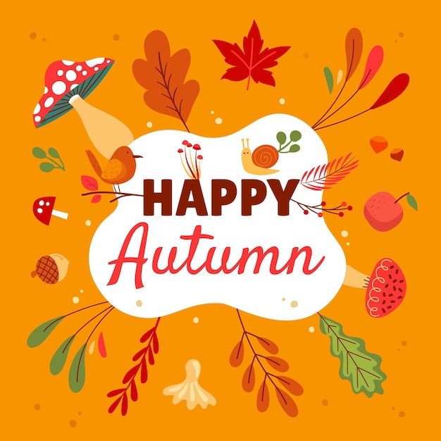 Gratis vector handgetekende platte herfstillustratie