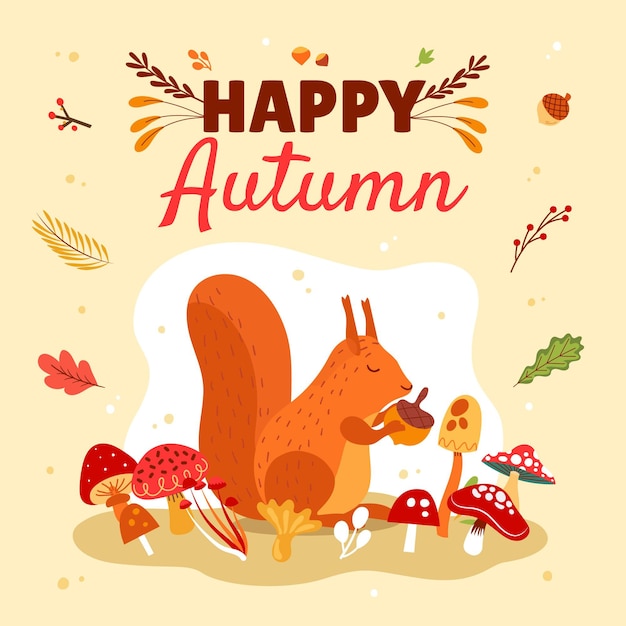 Gratis vector handgetekende platte herfstillustratie