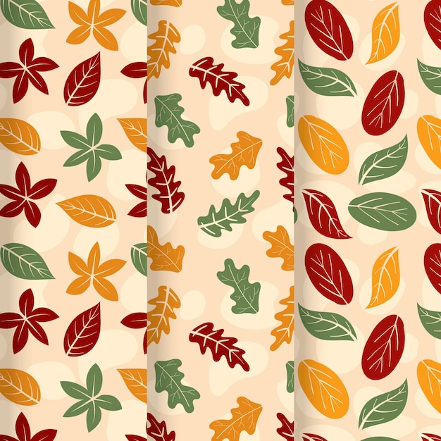 Gratis vector handgetekende platte herfstpatronencollectie