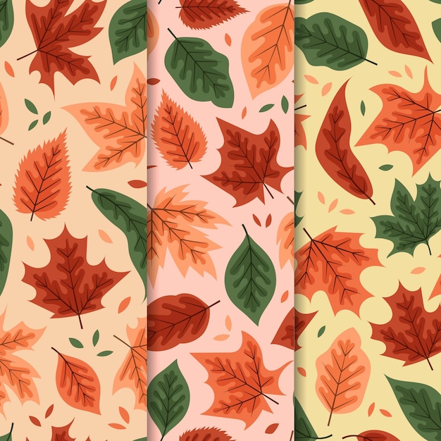 Gratis vector handgetekende platte herfstpatronencollectie