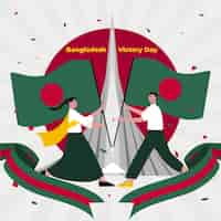 Gratis vector handgetekende platte illustratie van de overwinningsdag van bangladesh