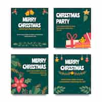 Gratis vector handgetekende platte kerst instagram posts collectie