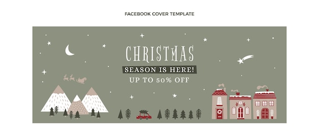 Gratis vector handgetekende platte kerst social media postsjabloon