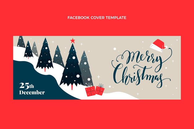 Gratis vector handgetekende platte kerst sociale media voorbladsjabloon