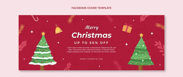 Gratis vector handgetekende platte kerst sociale media voorbladsjabloon