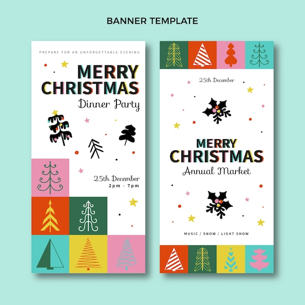 Gratis vector handgetekende platte kerst verticale banners set