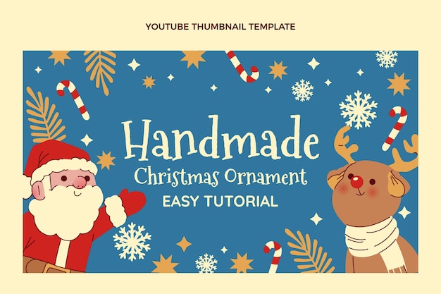 Gratis vector handgetekende platte kerst youtube thumbnail