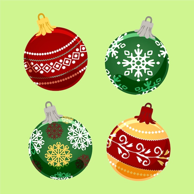 Handgetekende platte kerstbal ornamenten collectie