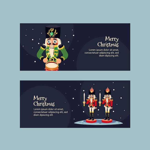 Gratis vector handgetekende platte kerstbanners set