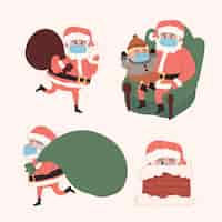 Gratis vector handgetekende platte kerstman tekens collectie