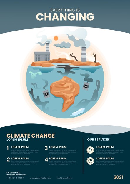 Handgetekende platte klimaatverandering infographic
