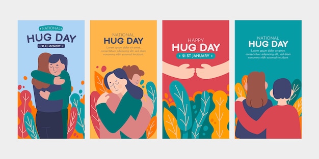 Handgetekende platte knuffel dag instagram verhalencollectie