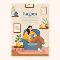 Gratis vector handgetekende platte lagom-poster