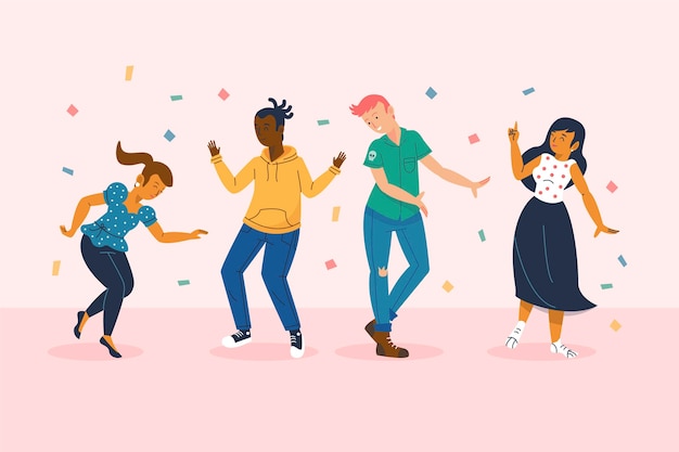 Gratis vector handgetekende platte mensen dansen