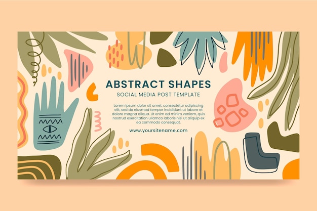 Handgetekende platte ontwerp abstracte vormen facebook post
