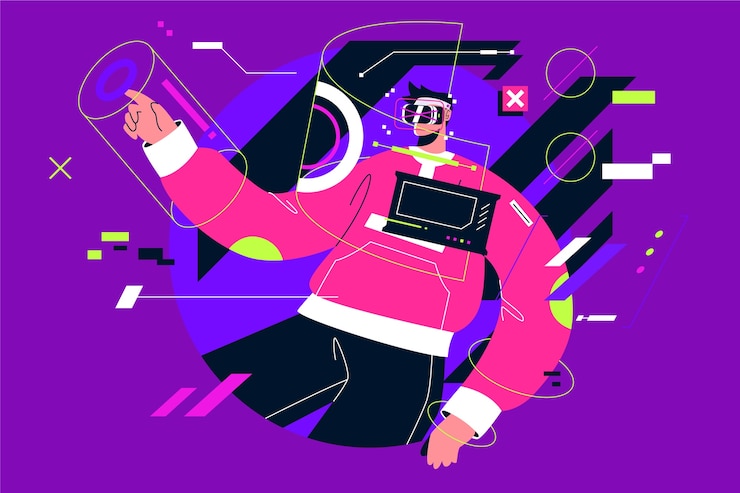 Gratis Vector handgetekende platte ontwerp metaverse achtergrond