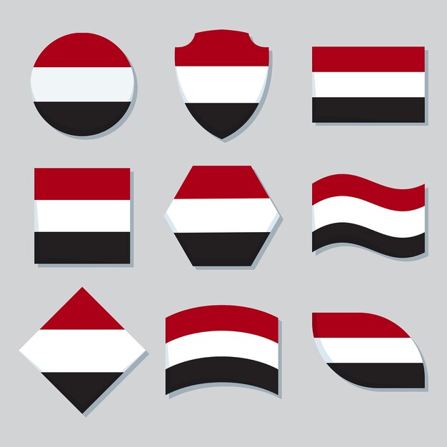 Handgetekende platte ontwerp nationale emblemen van Jemen