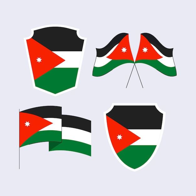Handgetekende platte ontwerp nationale emblemen van Jordanië