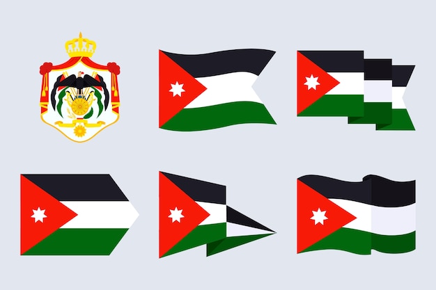 Handgetekende platte ontwerp nationale emblemen van Jordanië