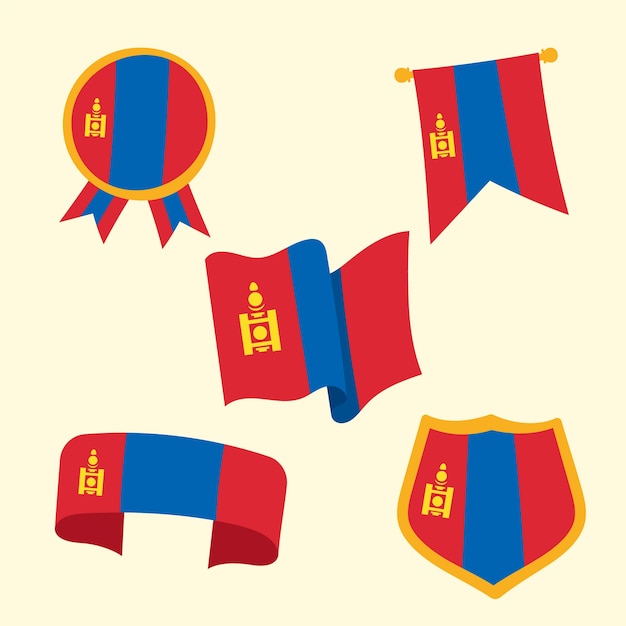 Gratis vector handgetekende platte ontwerp nationale emblemen van mongolië