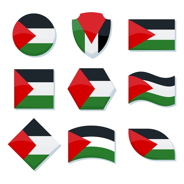 Gratis vector handgetekende platte ontwerp palestina nationale emblemen